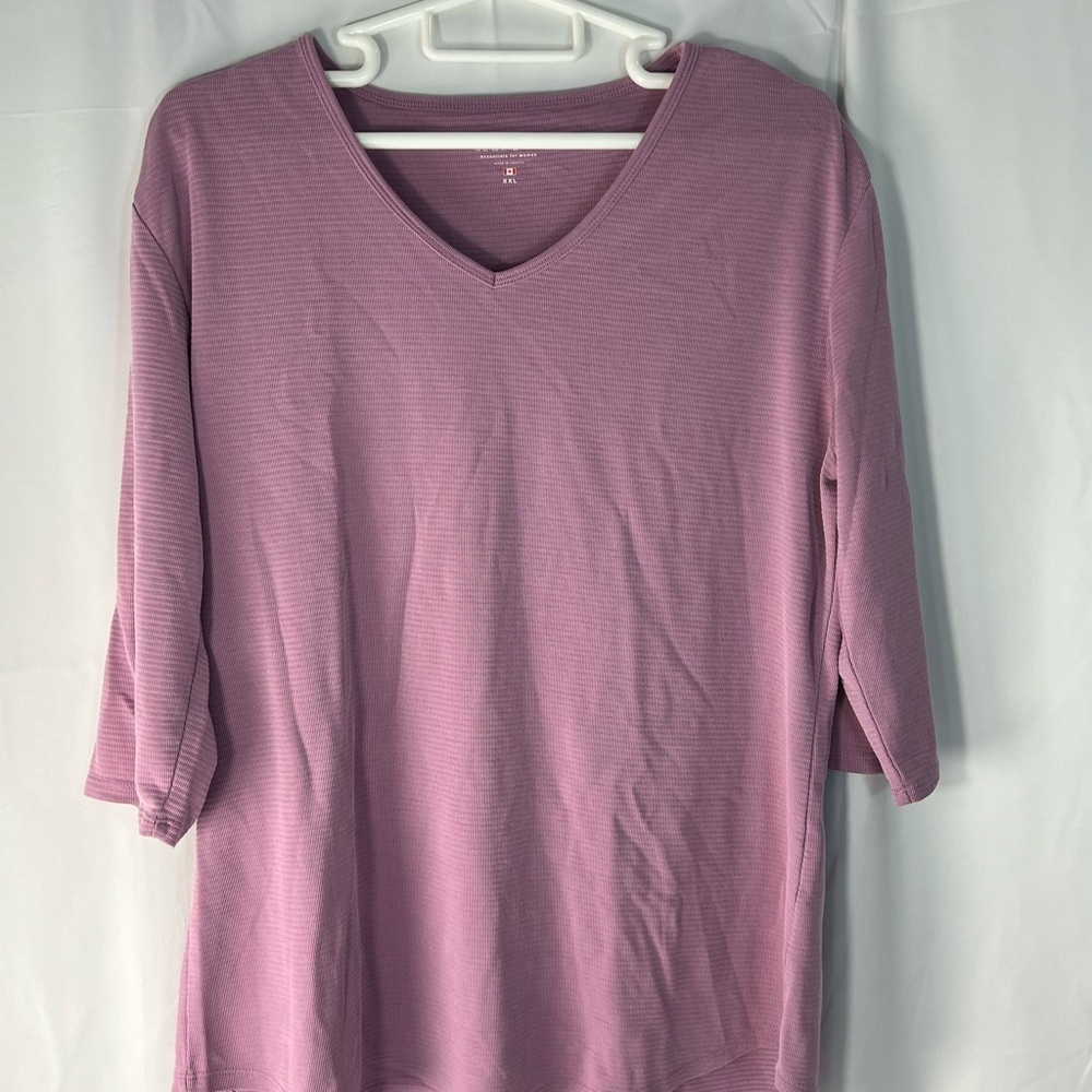 Elegant Mauve Long Sleeve V-Neck Top
